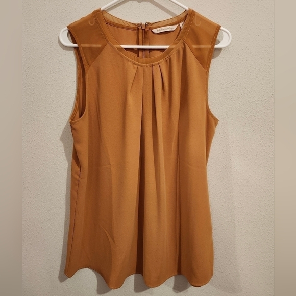 SOFT SURROUNDINGS Deep Tan Sheer Shoulders Tank Brand New! Size Medium - Picture 3 of 8